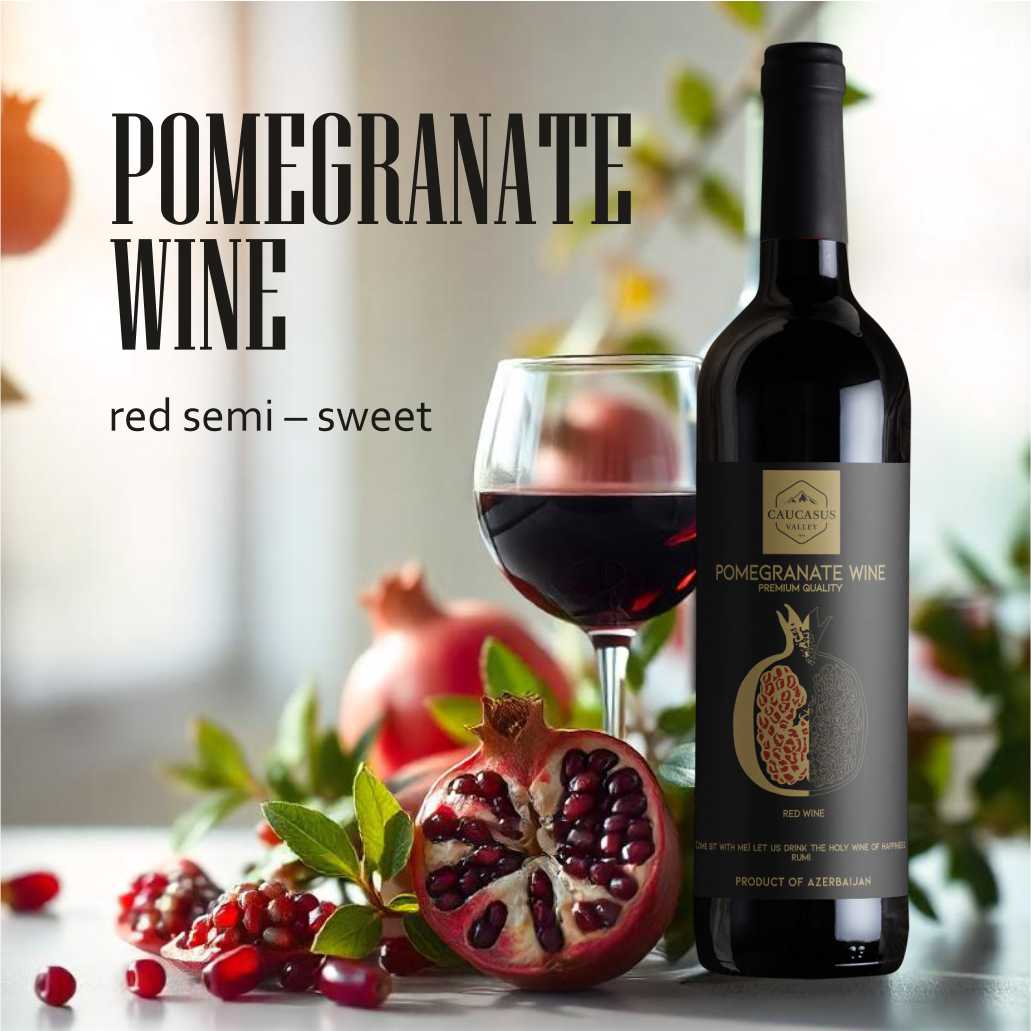 CAUCASUS VALLEY AZERBAIJANI POMEGRANATE RED SEMI SWEET WINE 0.75l