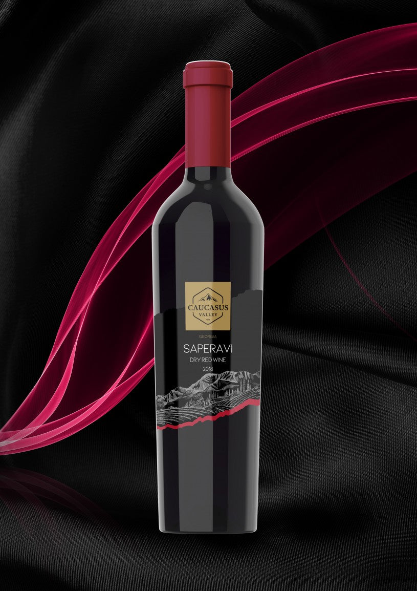 CAUCASUS VALLEY GEORGIAN SAPERAVI RED DRY WINE 0.75l