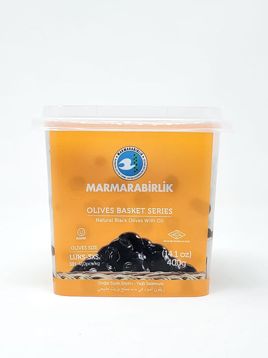 MARMARABIRLIK BLACK OLIVES BASKET LUKS-3XS (381-410) 400g