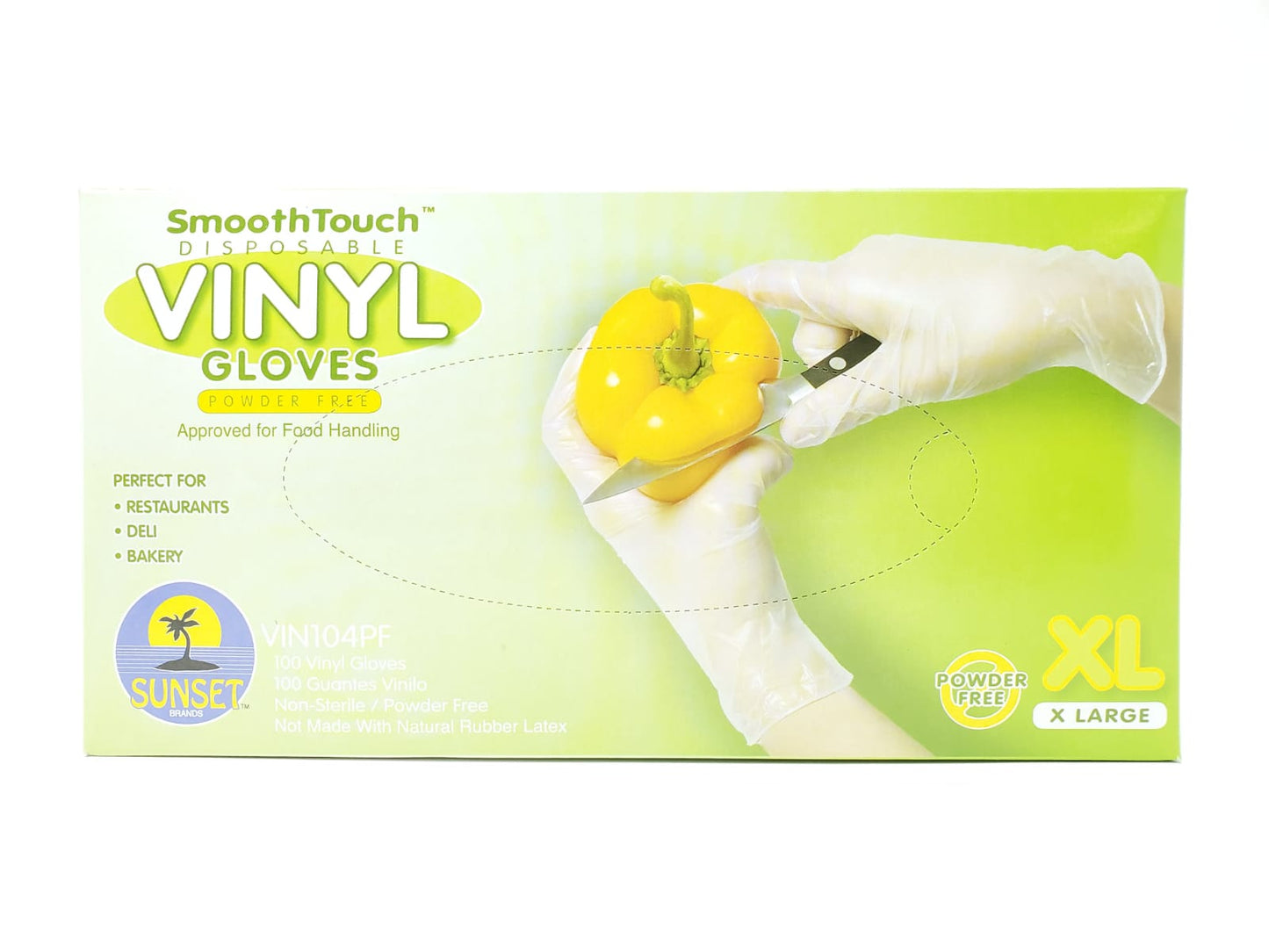 SMOOTH TOUCH GLOVES VINYL POWDER FREE DISPOSABLE 100 EA/BOX