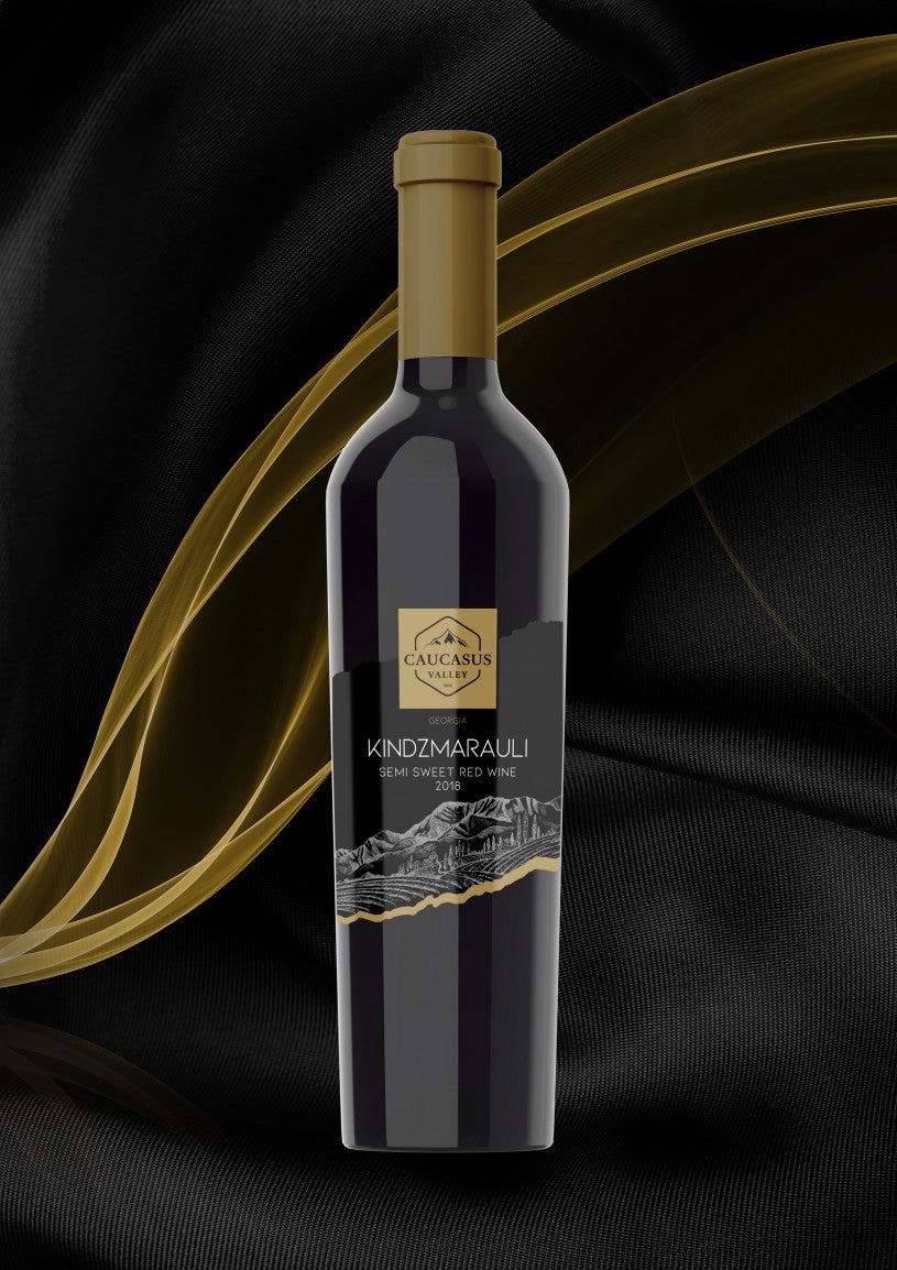 CAUCASUS VALLEY GEORGIAN KINDZMARAULI RED MEDIUM SWEET WINE 0.75l
