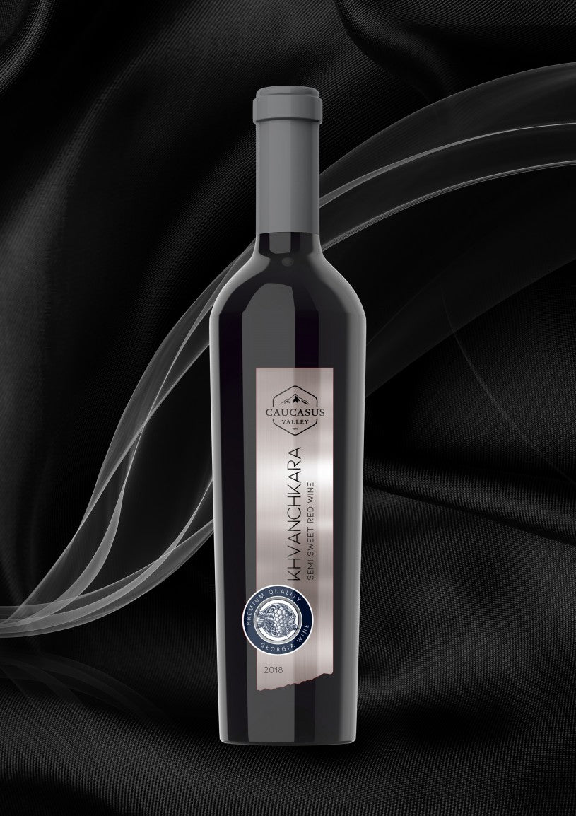 CAUCASUS VALLEY GEORGIAN KVANCHKARA RED MEDIUM SWEET WINE 0.75l