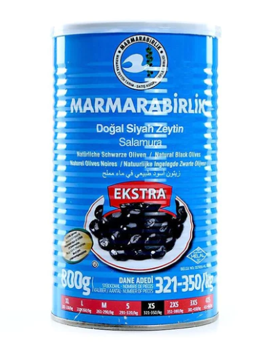 MARMARABIRLIK SALAMURA BLACK OLIVES EXTRA XS (321-350) 800g